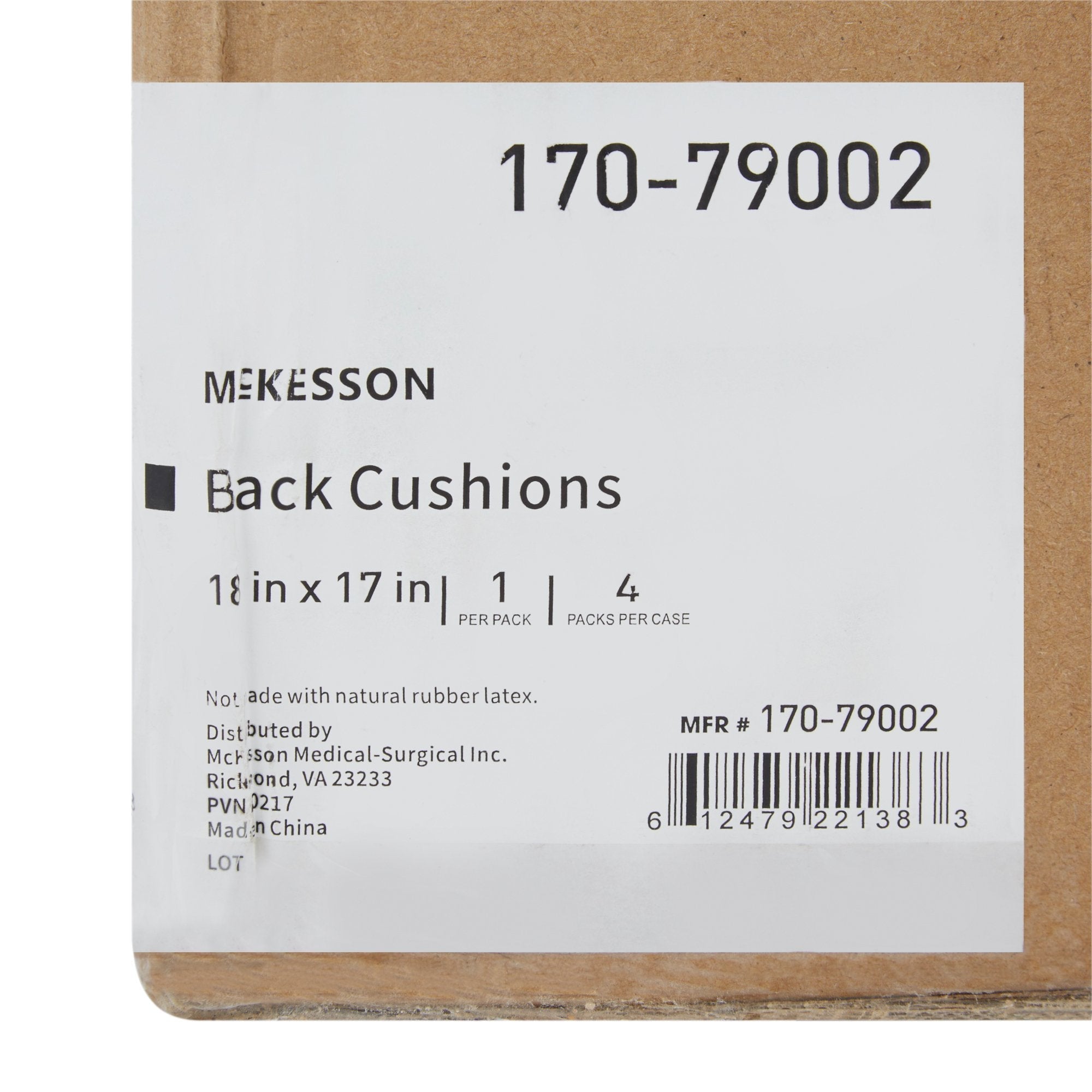 McKesson Back Support Cushion, 18 x 17 Inch, Black 170-79002