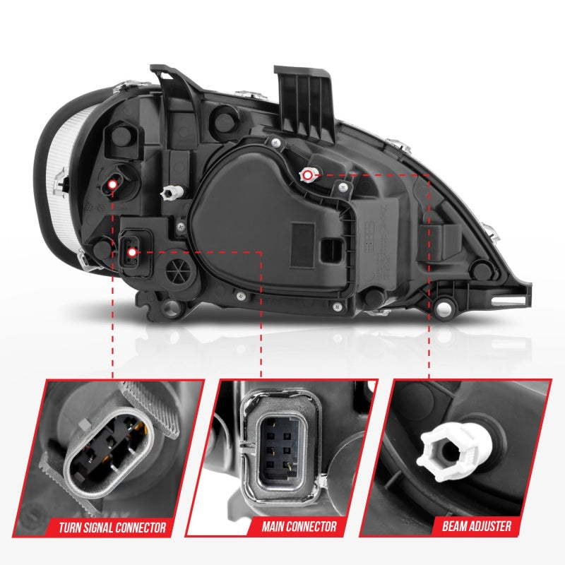 ANZO 2002-2014 Freightliner M2 LED Crystal Headlights Black Housing w/ Clear Lens (Pair) 131030