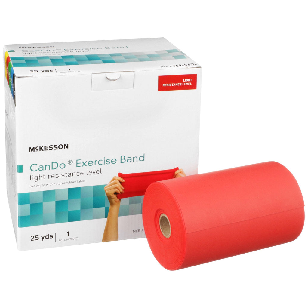 McKesson Exercise Resistance Band, Red, 5 Inch x 25 Yard, Light Resistance 169-5632
