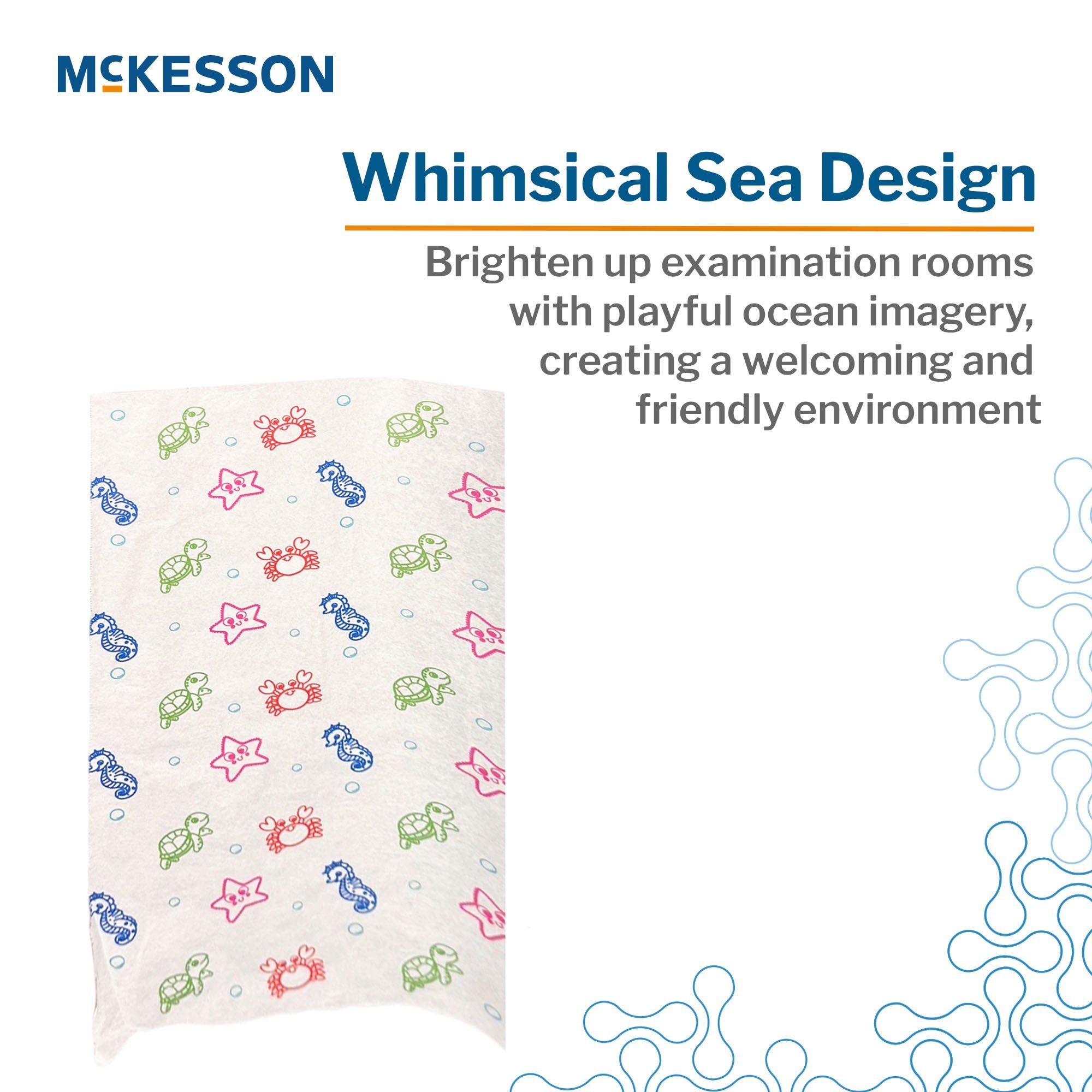 Table Paper McKesson 18 Inch Width 225 Foot Length Print (Sea Friends) Smooth 143-18225SS