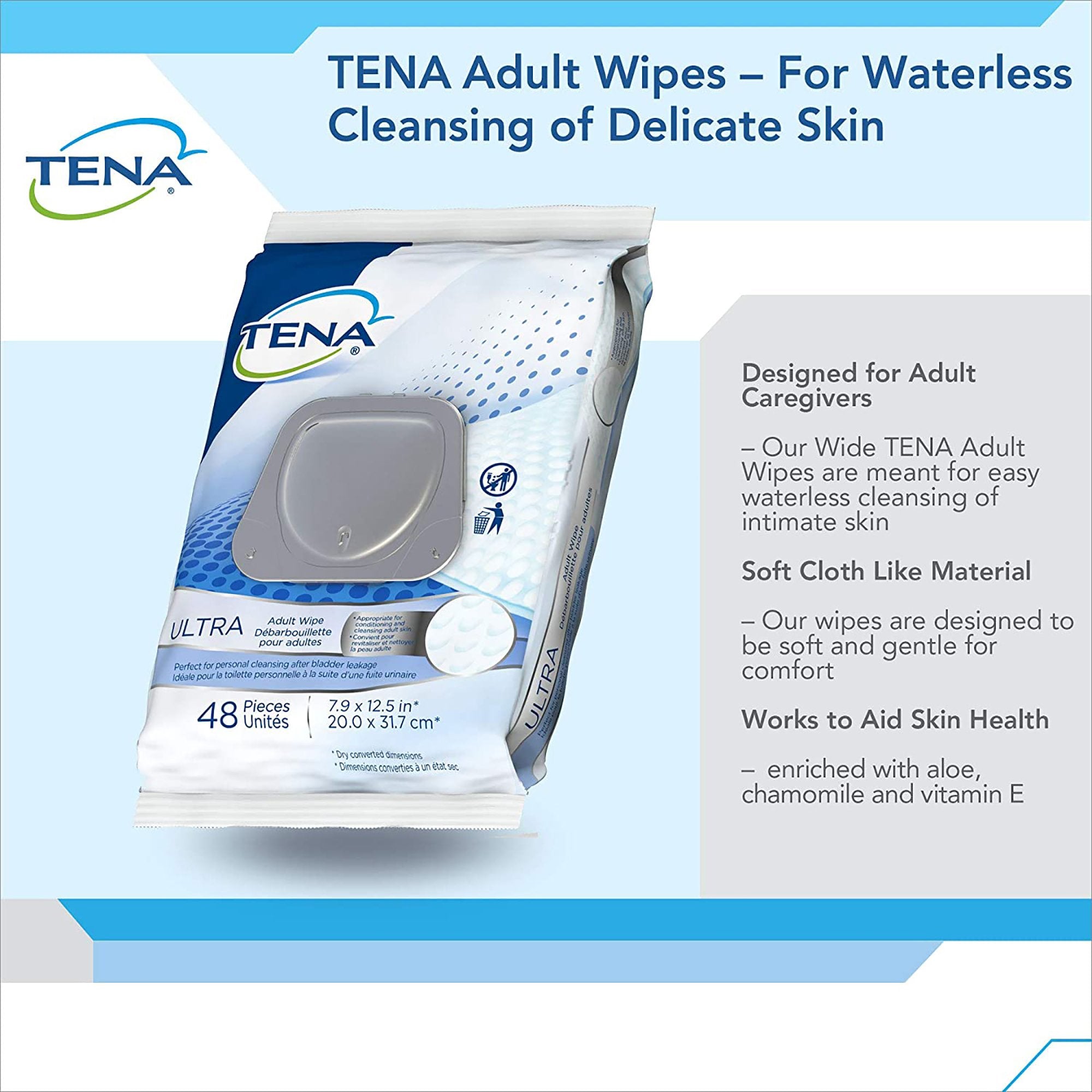 Tena® Classic Disposable Washcloth, Alcohol-Free, Scented, Regular Use 65724
