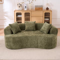 Crescent Sectional Sofa | No-Assembly Chenille 2-Seater with Low-Back Deep Cushions & Self-Inflating Foam — Green / Gray