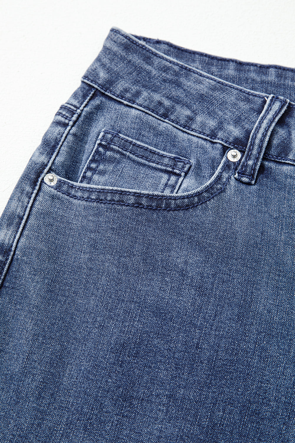 Dirty blue High Waist Button Zip Fly Bell Bottom Jeans