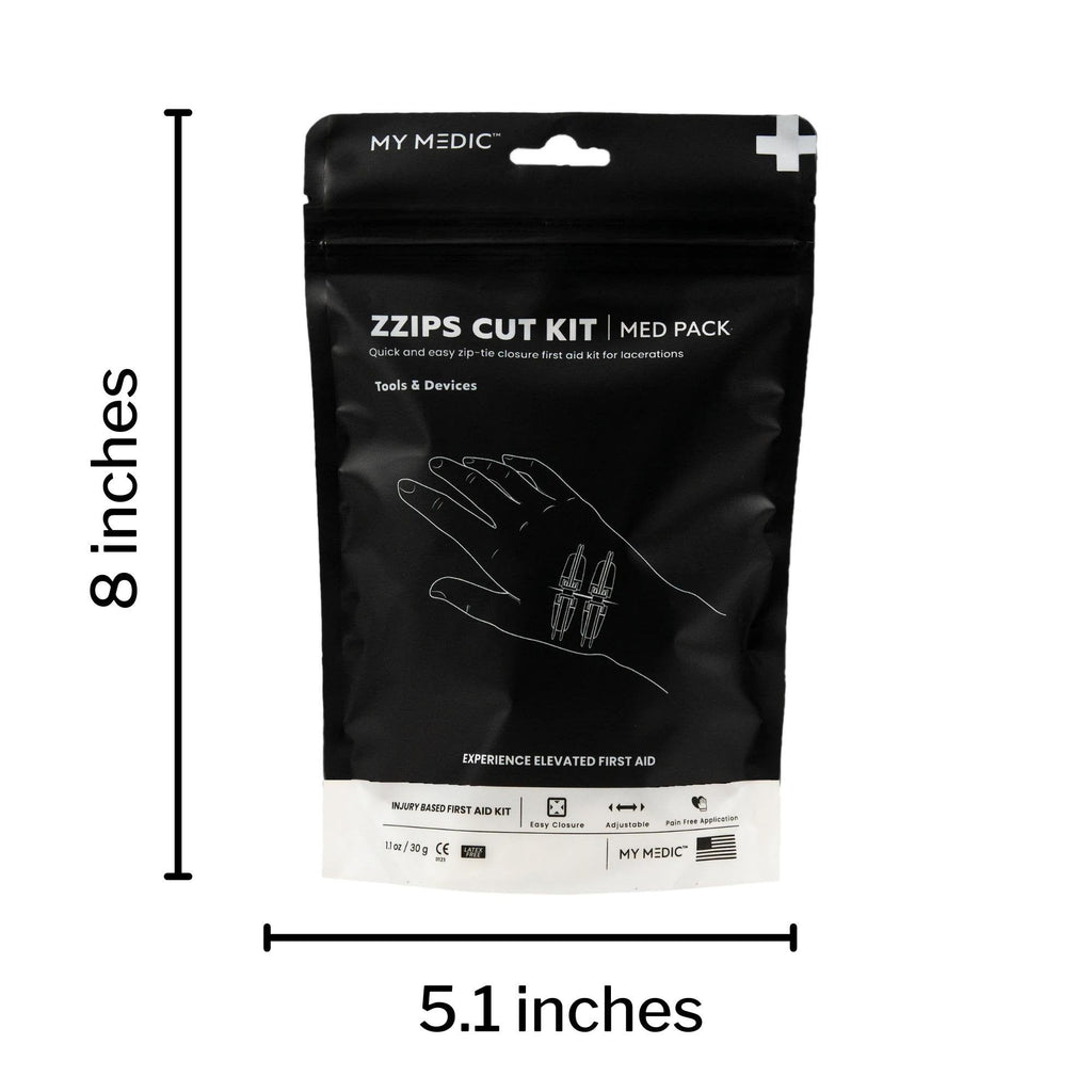 Med Packs™ Zzips First Aid Kit for Cuts, Lacerations in Portable Pouch MM-SPL-MD-PK-ZZIP-CUT-EA