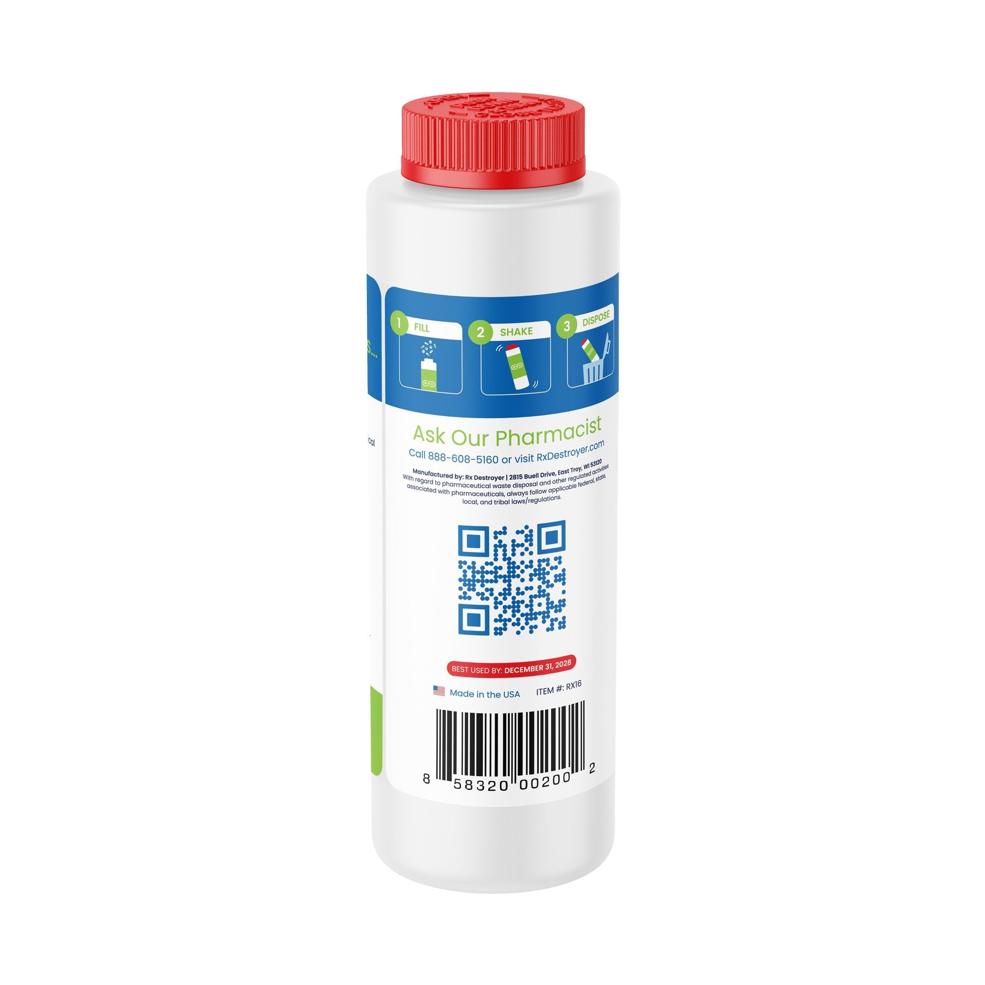 Rx Destroyer™ Pharmaceutical Disposal System, 16-ounce bottle RX16