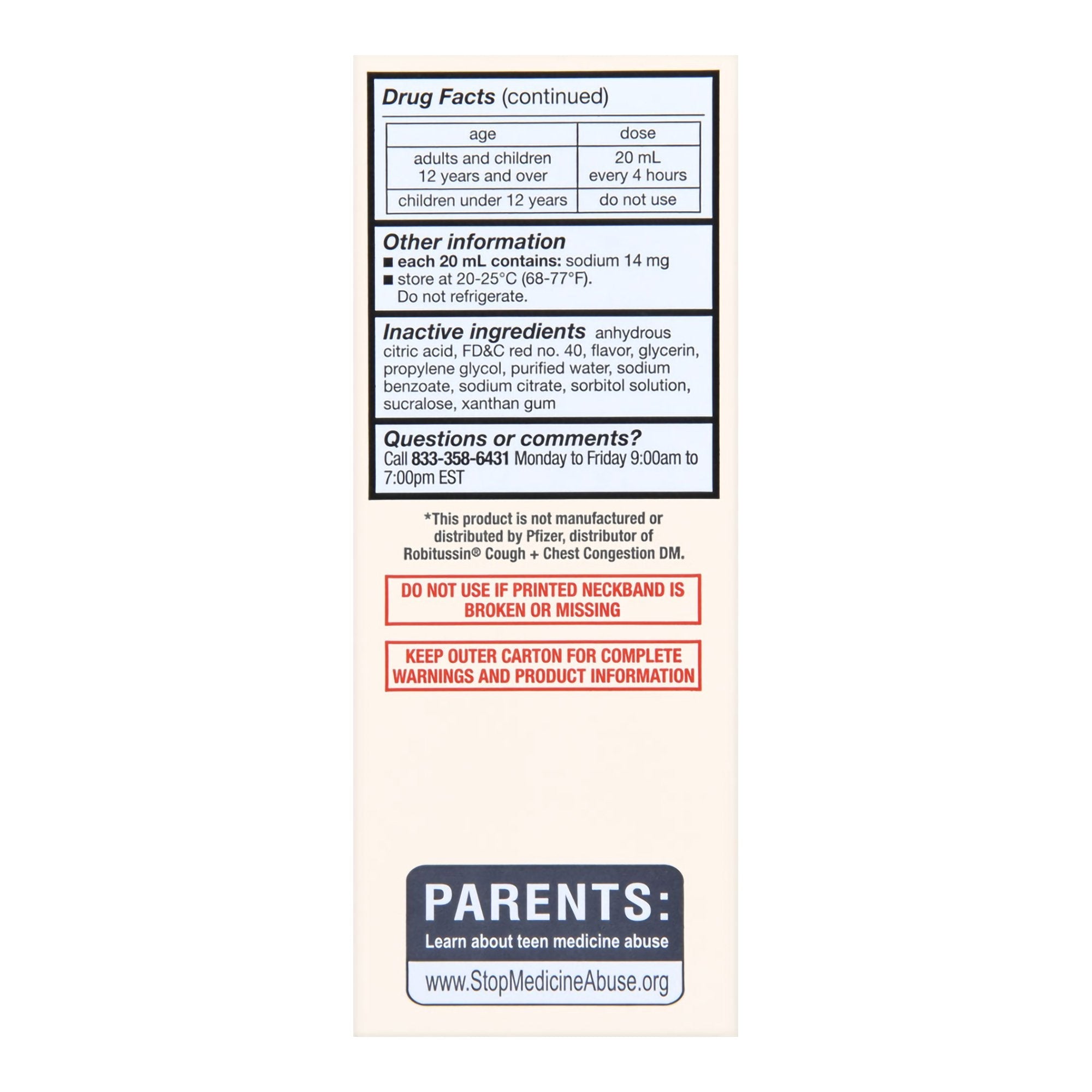 Foster & Thrive™ Adult Tussin DM Liquid, Raspberry Flavor 70677103501