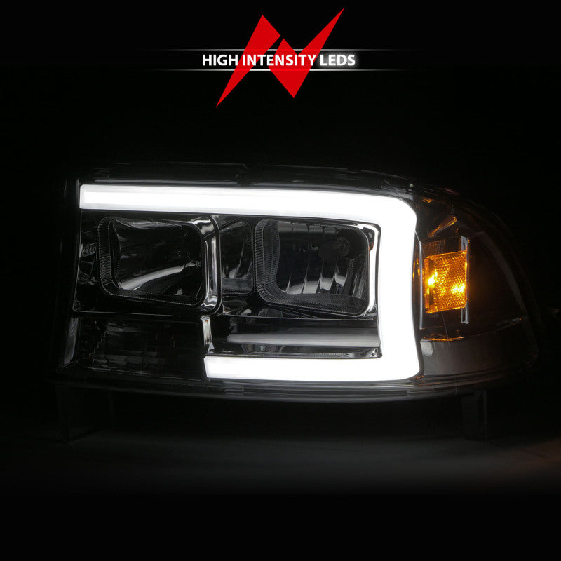 ANZO 97-04 Dodge Dakota/Durango Crystal headlight Set w/ Light Bar Chrome Housing 111592