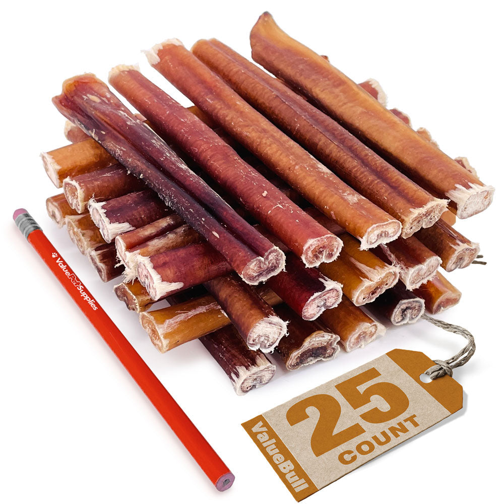 ValueBull USA Bully Sticks for Large Dogs, Thick 6 Inch, 25 Count