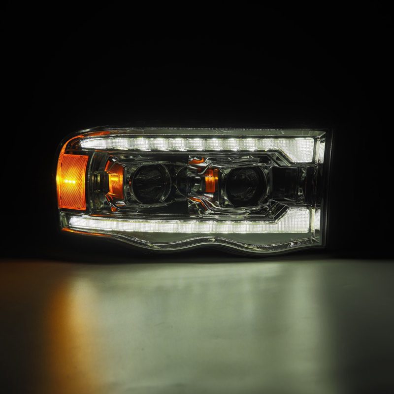 AlphaRex 02-05 Dodge Ram 1500 LUXX LED Proj Headlights Plank Style Chrome w/Activ Light/Seq Signal 880568 *Discontinued