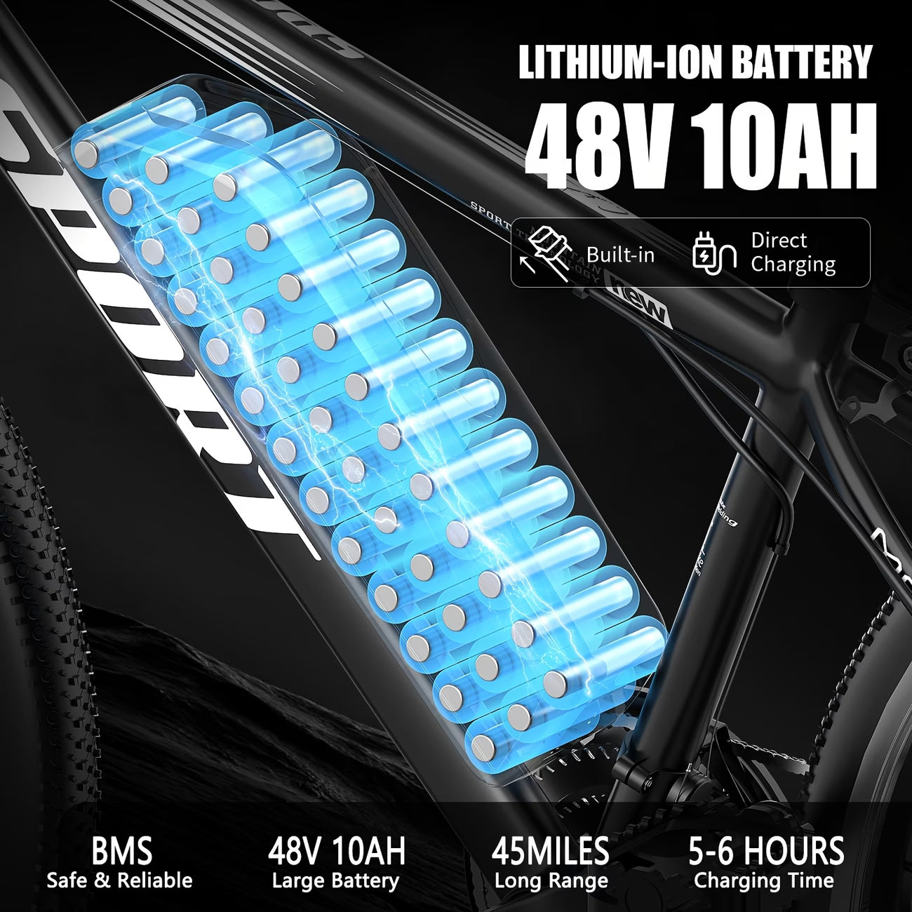 Electric Bike for Adults, 749W Peak Mountain Ebike with 27.9 MPH, 45 Miles Range, 7 Speeds, 48V 10Ah Removable Battery Ebike, 26" Electric Bicycle for Commute