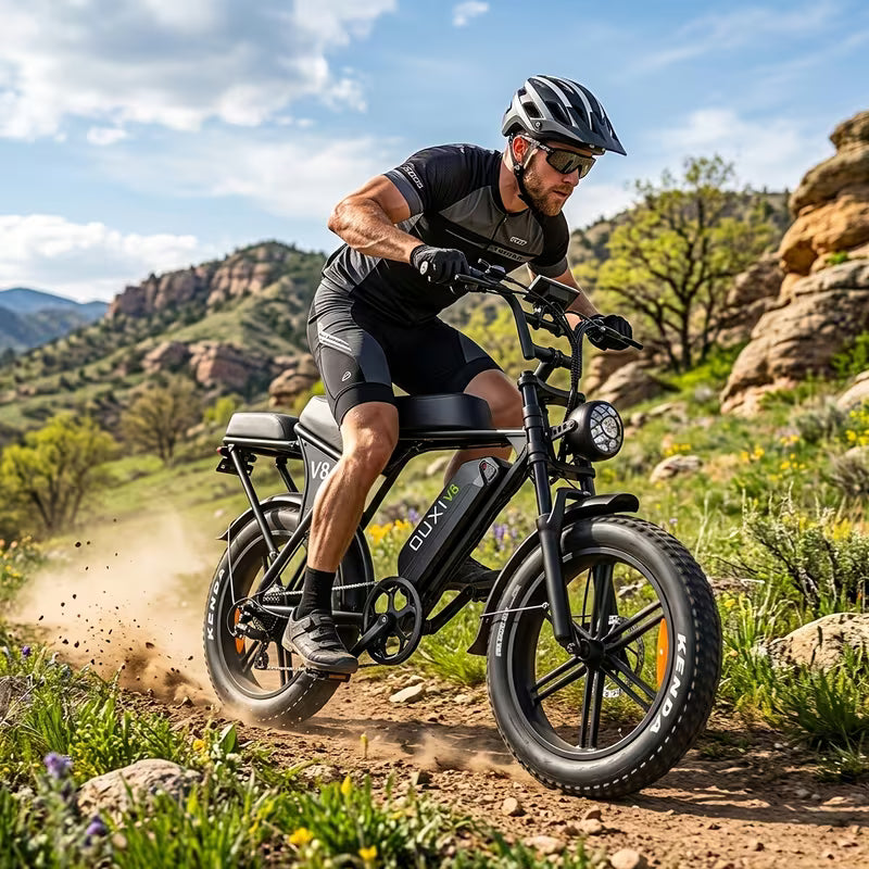 Electric Bike, V8 Electric Mountain Bike with 740W Motor 48V 15Ah Removable Larger Battery 19mph/h 20'' Tire E Bike, Adult Electric Bicycles, Electric Dirt Bike, Electric Mountain Bike, Electric Bicycle for Adults, E Bike