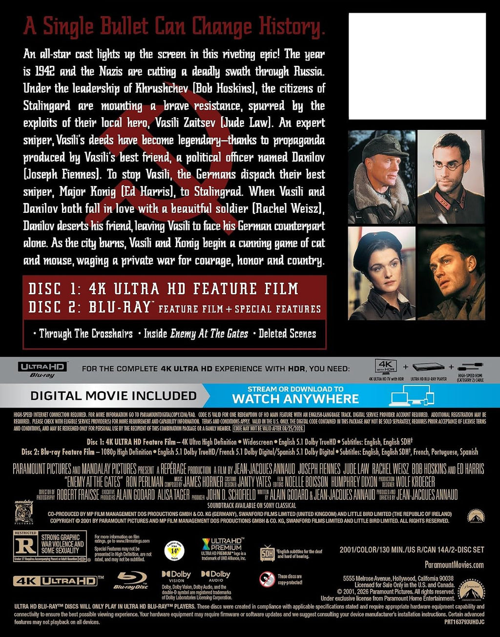 Enemy at the Gates - Limited Edition Steelbook (4K Ultra HD + Blu-ray + Digital)