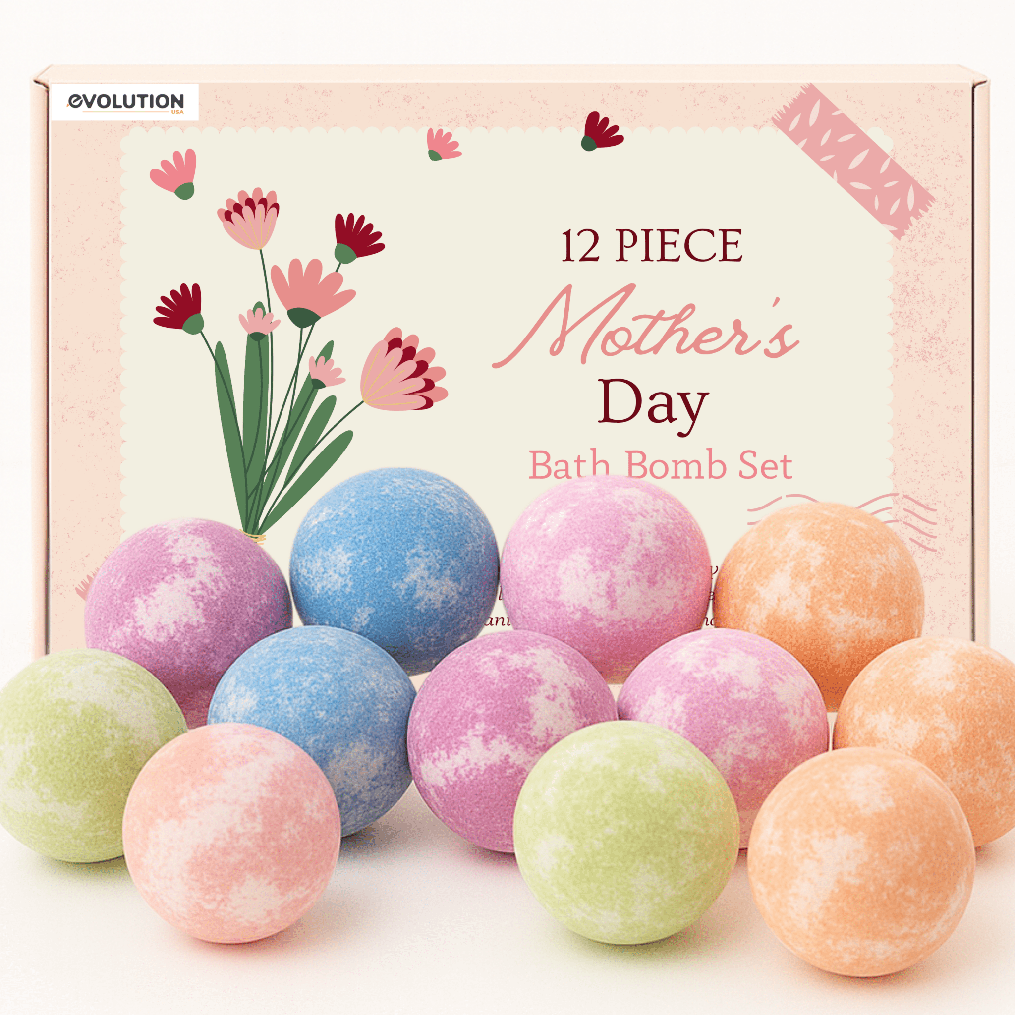 EvolutionUSA 12pc Mother’s Day Bath Bombs for Women
