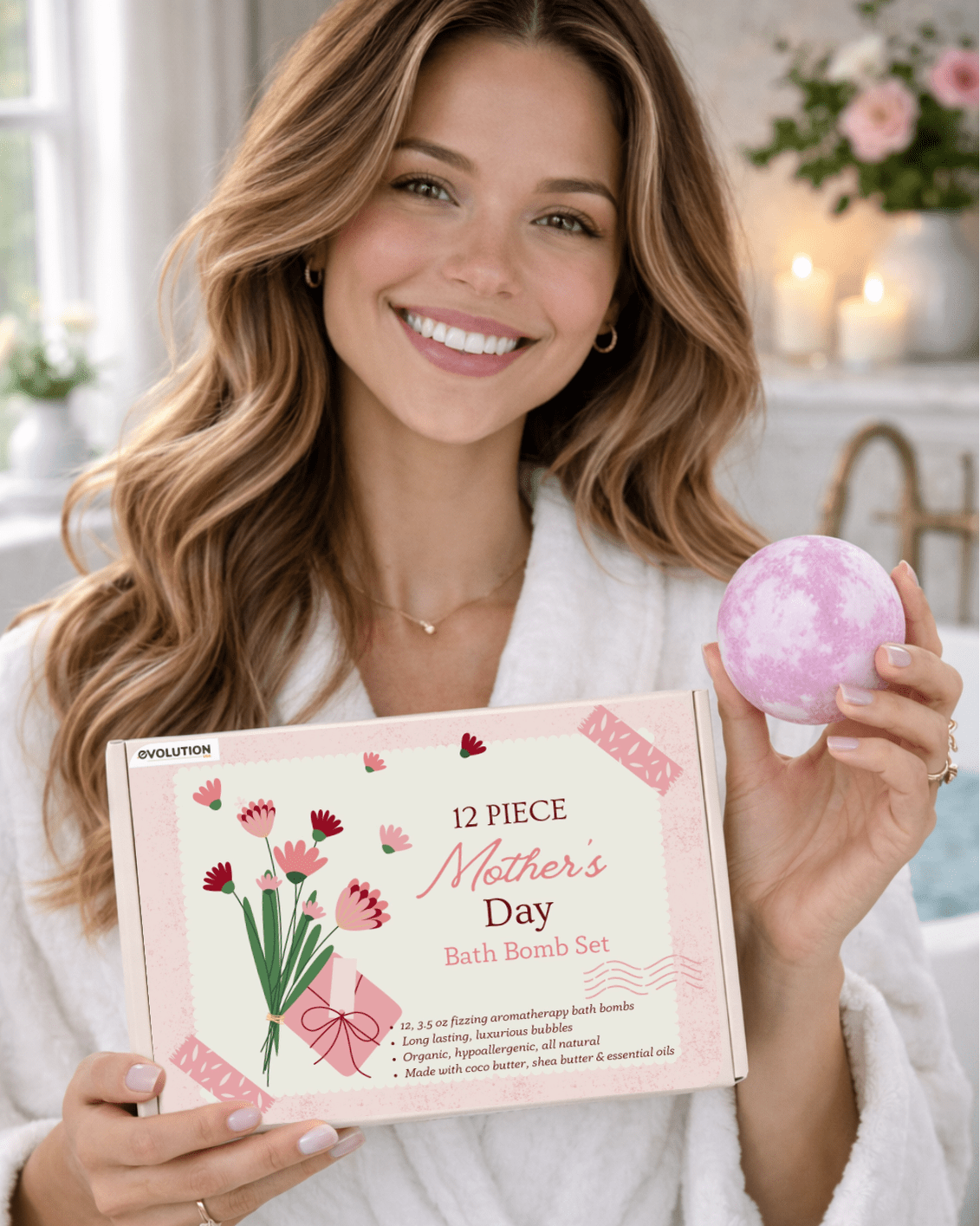 EvolutionUSA 12pc Mother’s Day Bath Bombs for Women