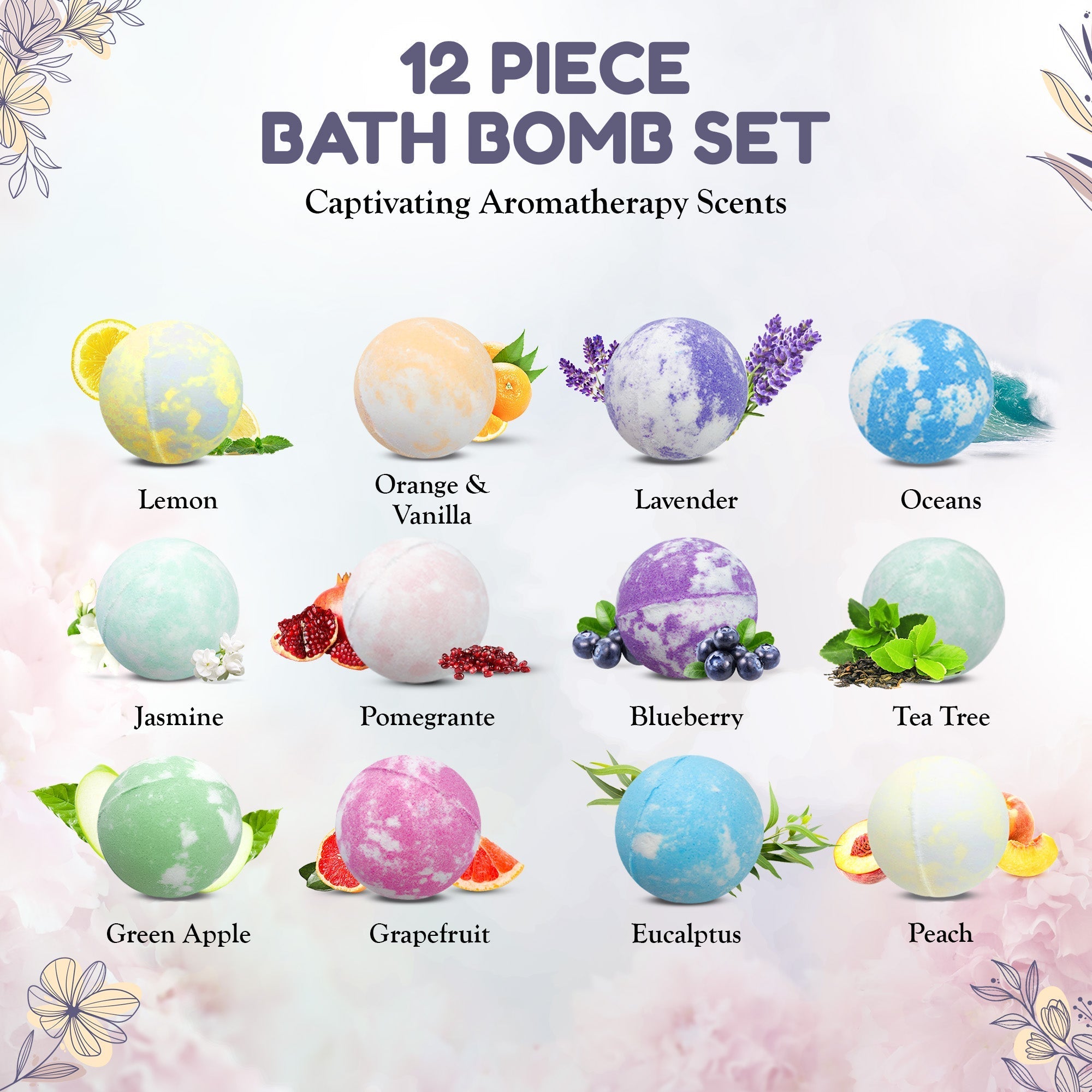 EvolutionUSA 12pc Mother’s Day Bath Bombs for Women