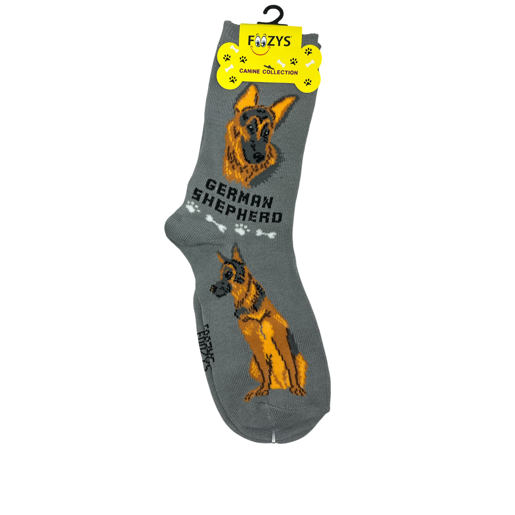 German Shepherd Crew Socks on Grey