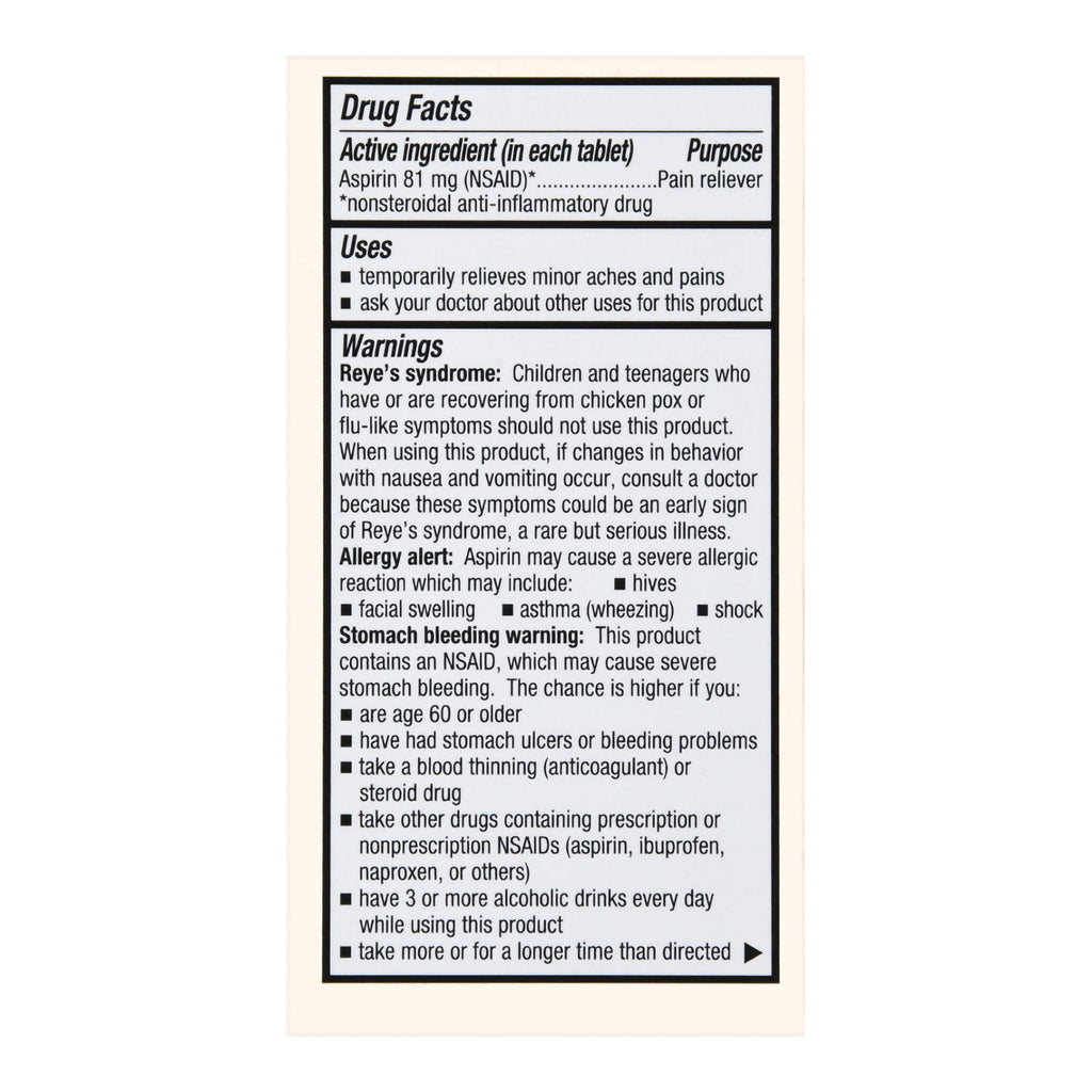 Foster & Thrive™ Low Dose Aspirin 81 mg Tablets 70677112101