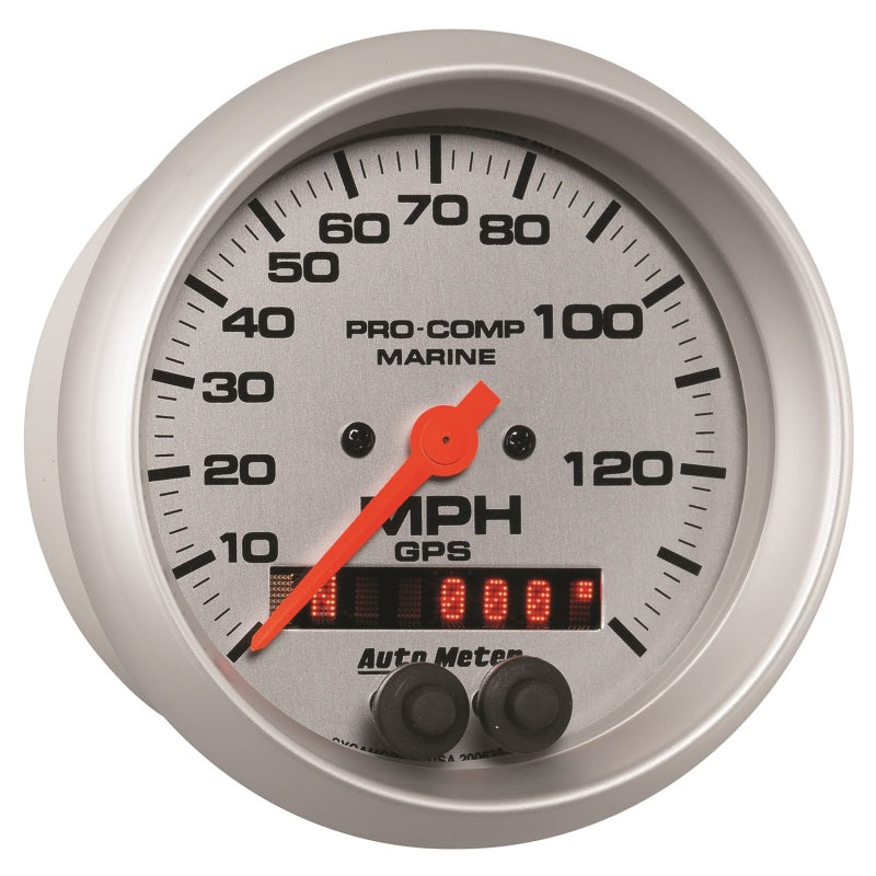 AutoMeter Marine Silver 3-3/8in. 140MPH GPS Speedometer Gauge 200638-33