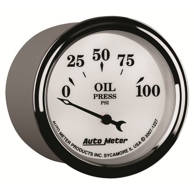 AutoMeter Gauge Oil Press 2-1/16in. 100PSI Elec Old Tyme White II 1227