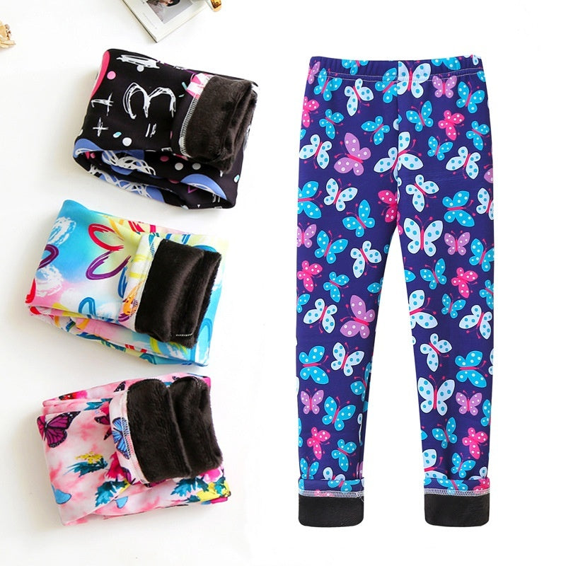 Girls Thin-Flannel SpringAutumn Outerwear Milk-Viscose Pants