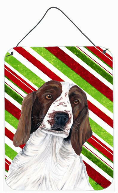 Welsh Springer Spaniel Candy Cane Holiday Christmas Wall or Door Hanging Prints Aluminum Metal Sign Kitchen Wall Bar Bathroom Plaque Home Decor Front Door Plaque, 12x16, Multicolor