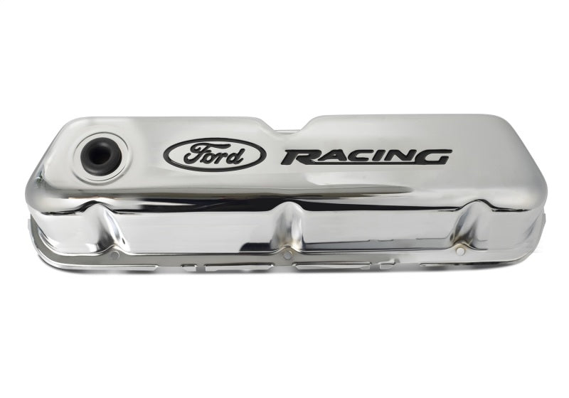 Ford Chrome Steel Valve Cover Set w/Ford Racing Logo FRD302-071