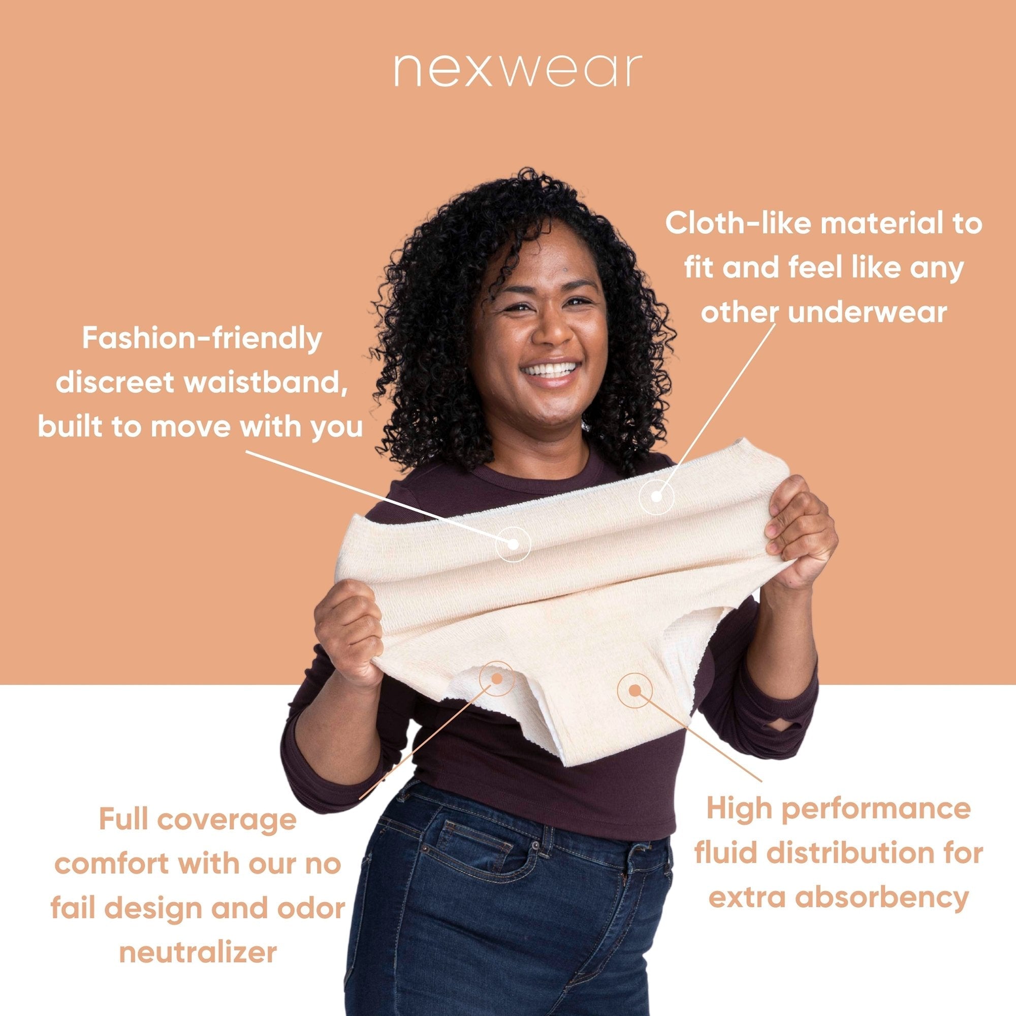 Nexwear Women's Pull-On Absorbent Underwear, Large, Tan 199