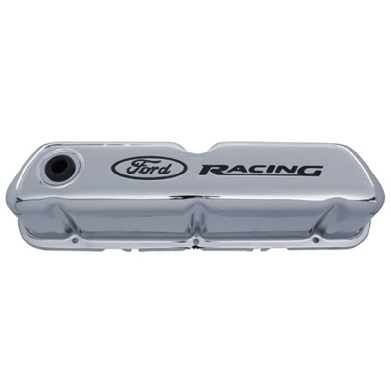 Ford Chrome Steel Valve Cover Set w/Ford Racing Logo FRD302-071