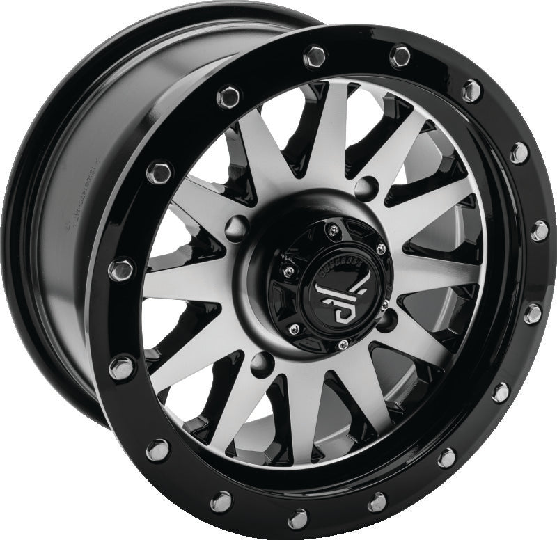 QuadBoss, QuadBoss Wagon 14x7 4+3 4/156 Black Machined Alloy Wheel - Lightweight and Durable for Powersports Vehicles