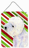 Westie Candy Cane Holiday Christmas Wall or Door Hanging Prints Aluminum Metal Sign Kitchen Wall Bar Bathroom Plaque Home Decor Front Door Plaque, 12x16, Multicolor