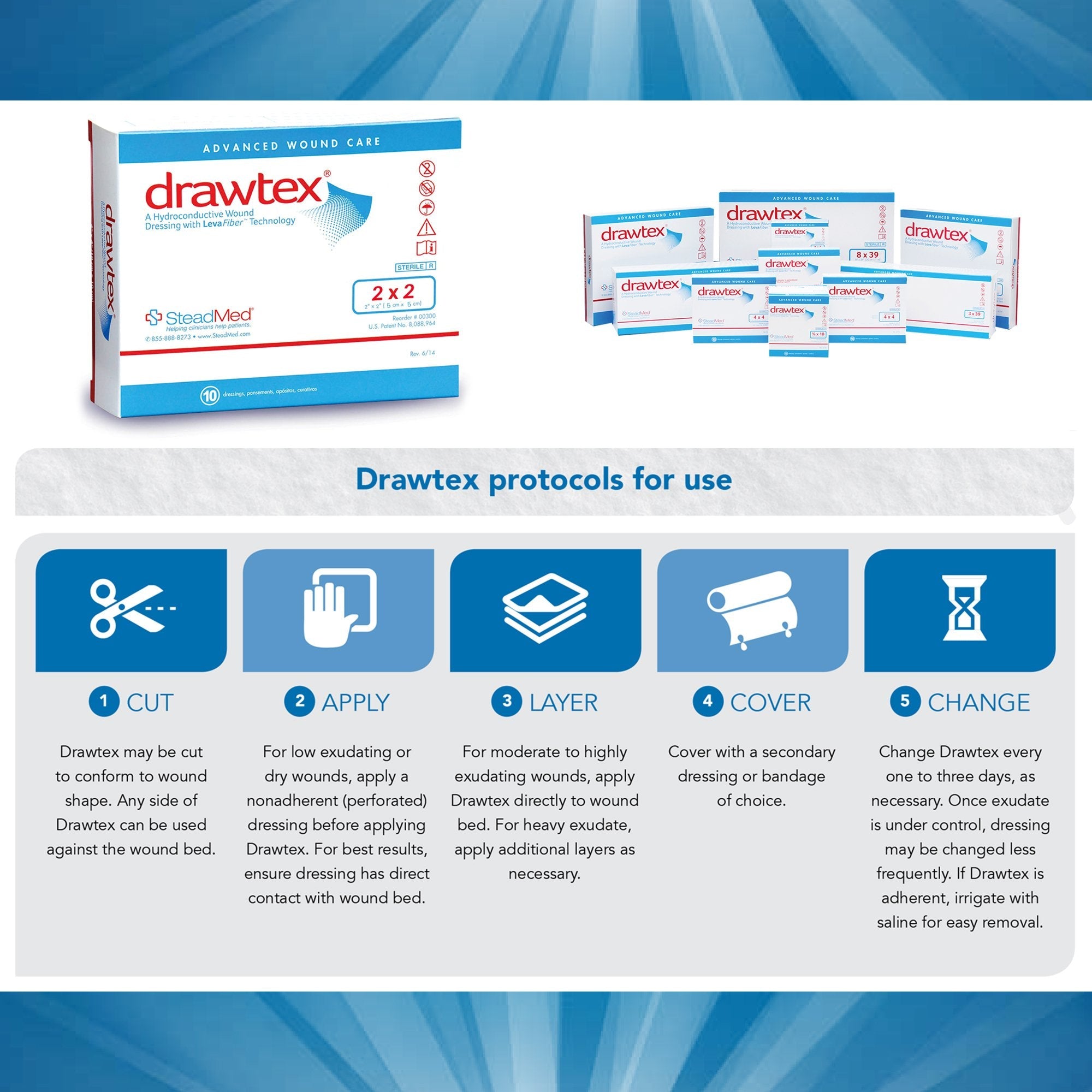 Drawtex® Nonadherent Dressing, 2 x 2 inch 00300