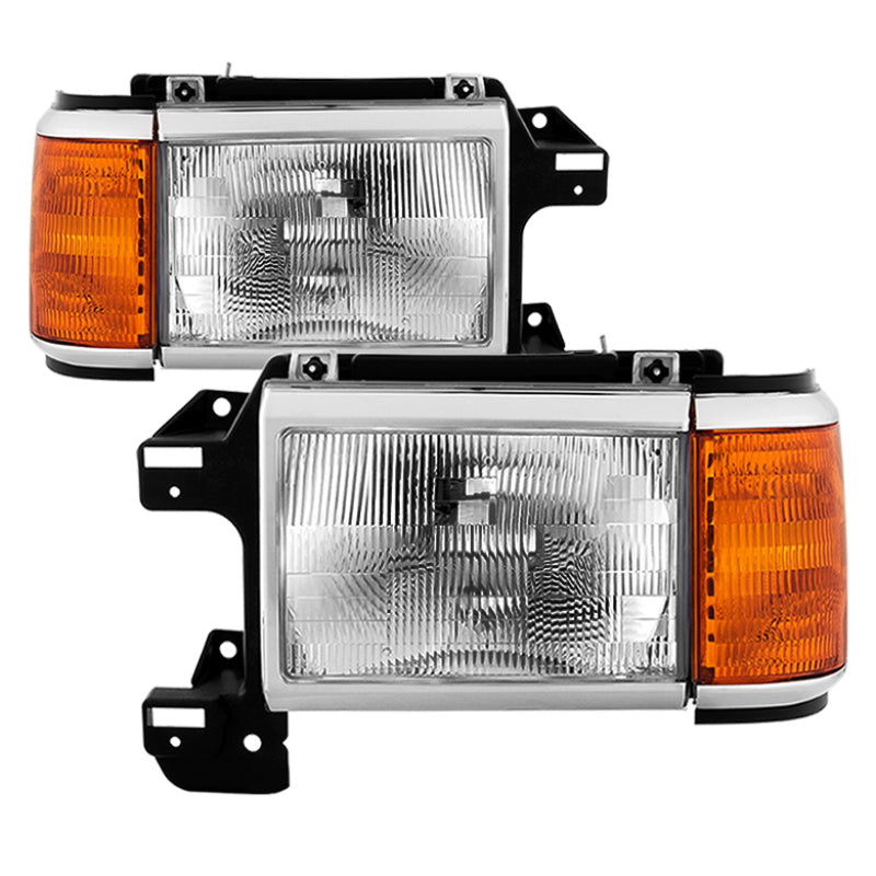 SPYDER xTune Ford Bronco F150 F250 F350 F450 1987-1991 OEM Style Headlights - Chrome HD-JH-FB87-OE-C 9035203