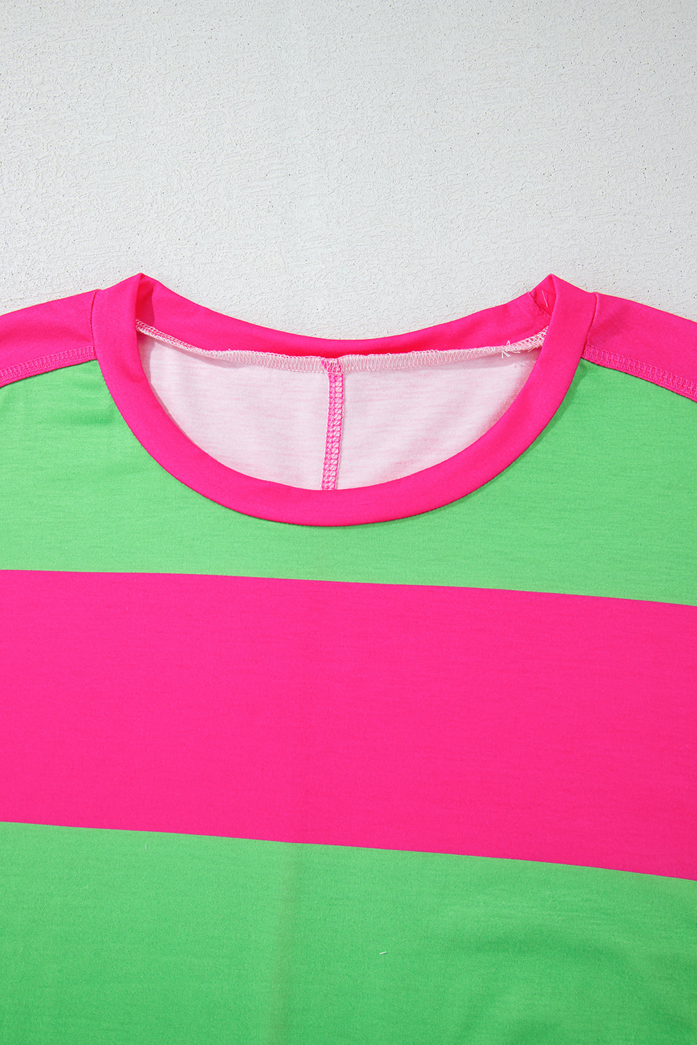 Light Blue Colorblock Drop Sleeve Round Neck Top