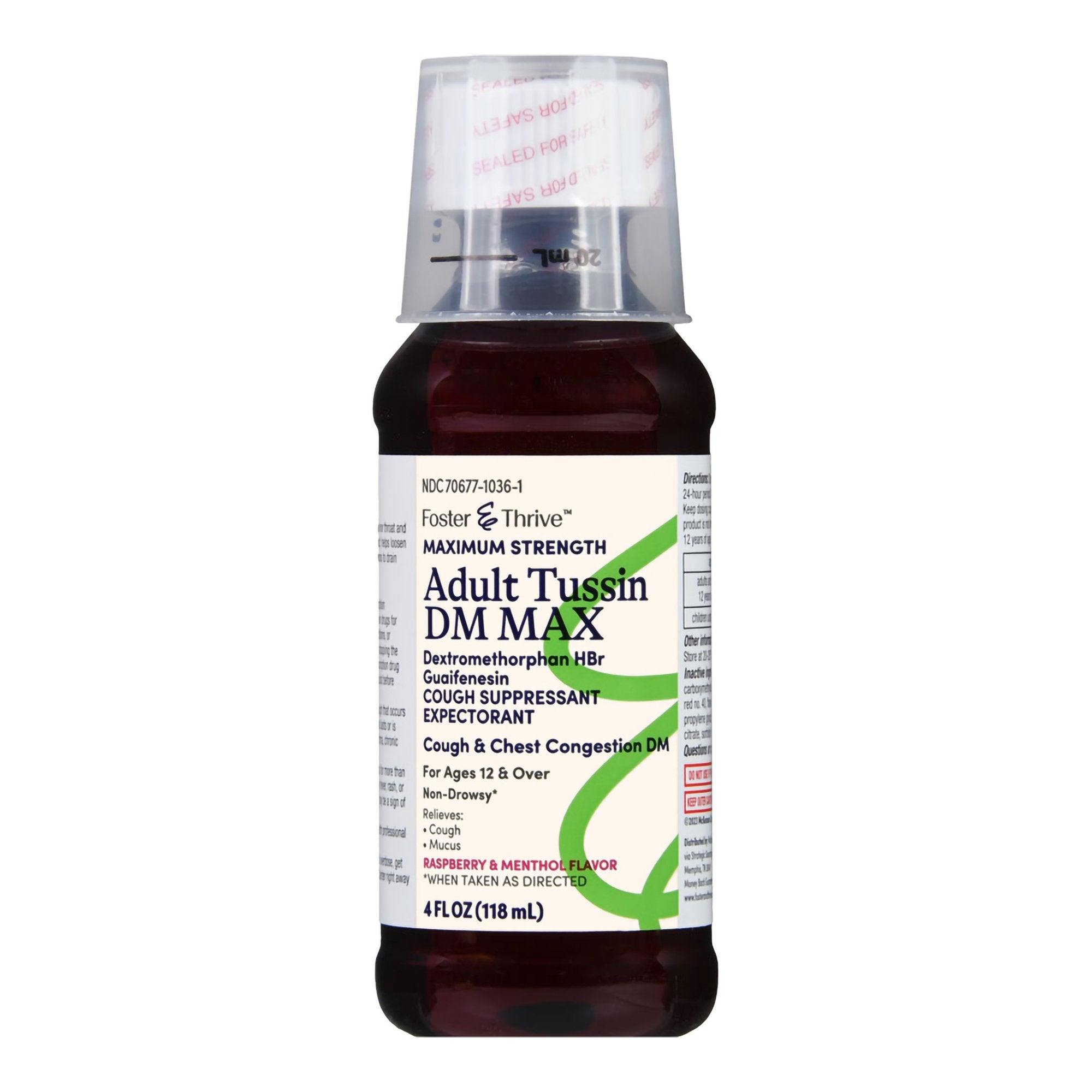 Foster & Thrive™ Adult Tussin DM Max Liquid, Raspberry & Menthol 70677103601