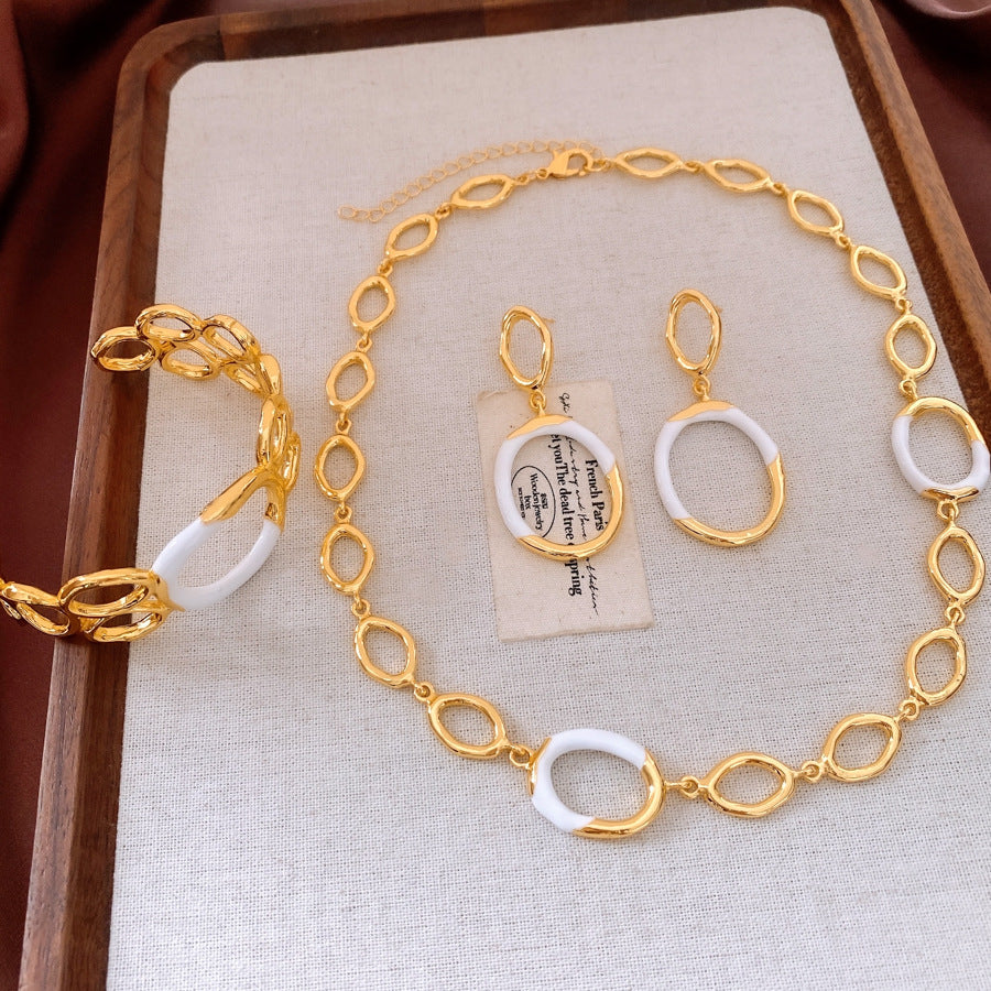 Hollow Bracelet Necklace And Earrings Suite
