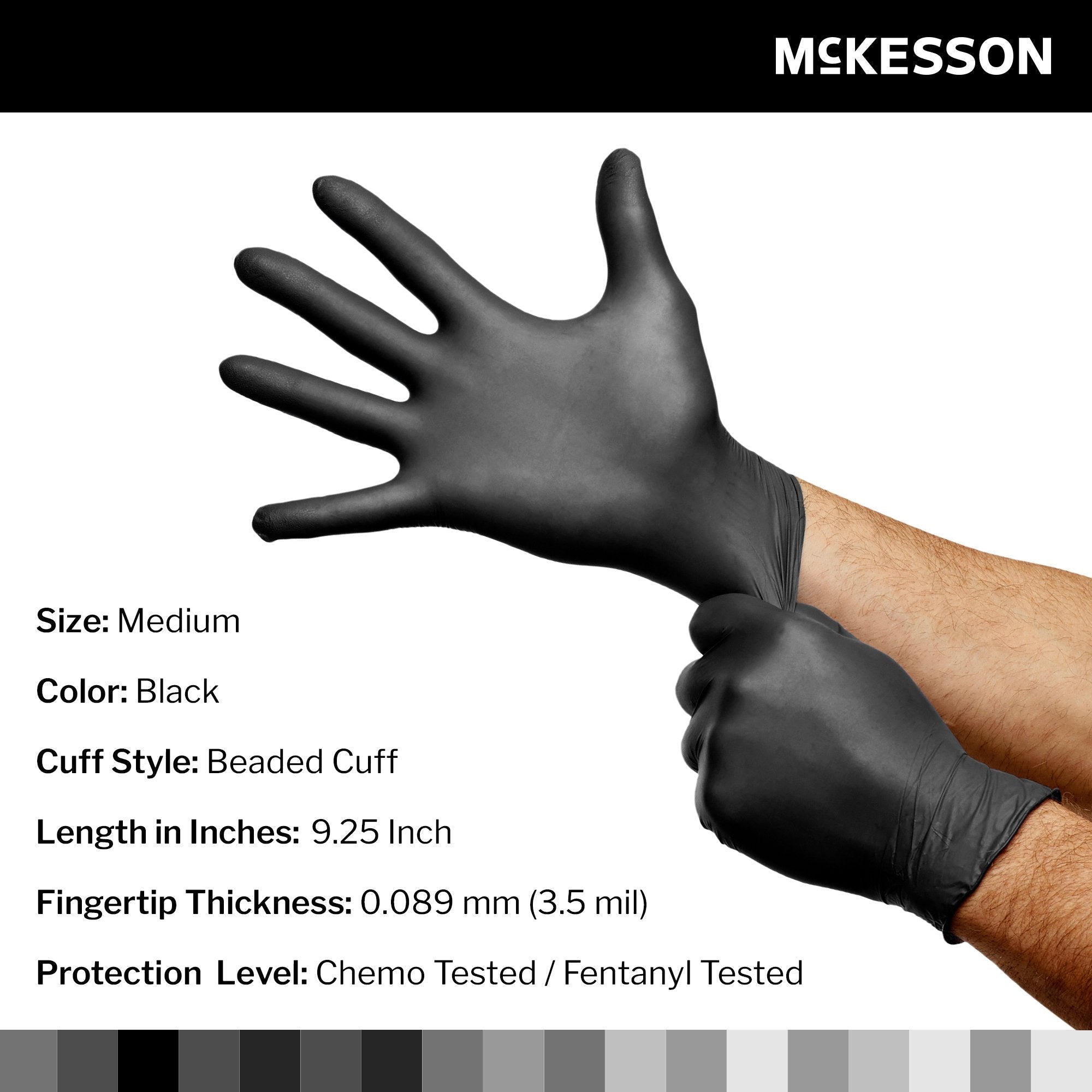 McKesson Confiderm® LDC Nitrile Exam Glove, Medium, Black 14-6N54C