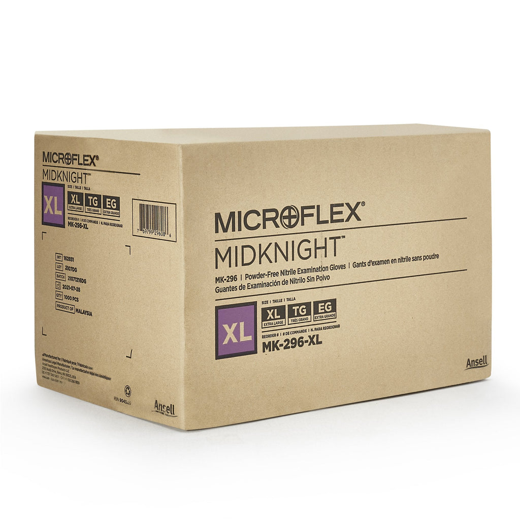 Microflex® MidKnight™ Nitrile Exam Glove, Extra Large, Black MK-296-XL