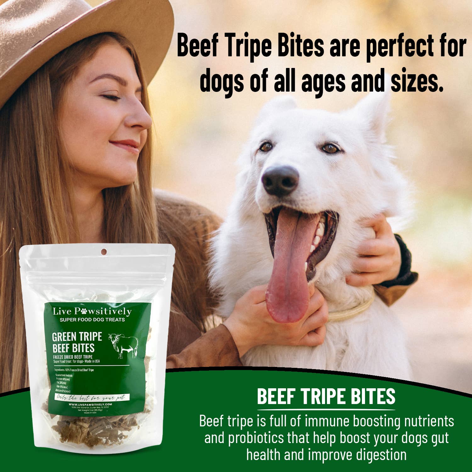 🐾Green Tripe Beef Bites (Freeze Dried Superfood for pets)