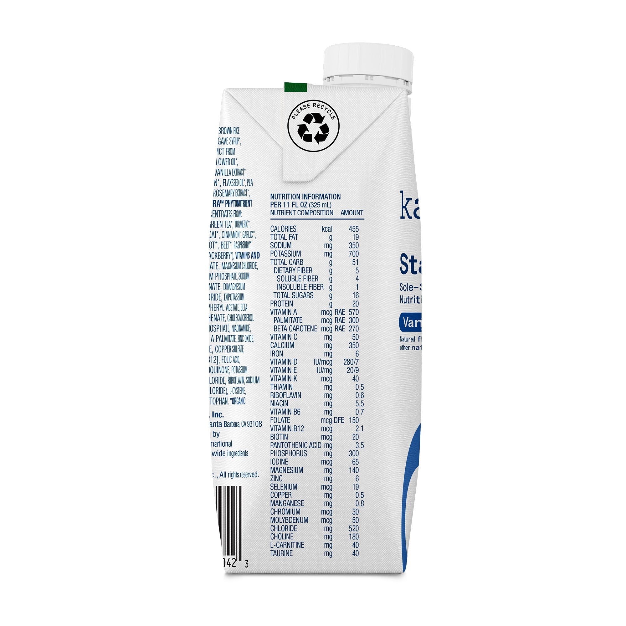 Kate Farms® Standard 1.4 Vanilla Sole-Source Nutrition Formula, 11-ounce carton 811112030430
