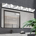 LED Vanity Light Fixture | 3/4/5/6/7-Light Chrome Bathroom Wall Sconce with 360° Rotatable Heads & Frosted Acrylic Shade — Dimmable, 36W