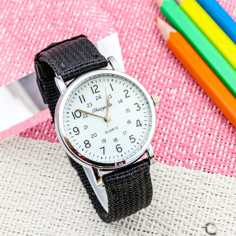 Fashion Korean Children's Clear Digital Breathable Canvas Strap Little Boy Watch