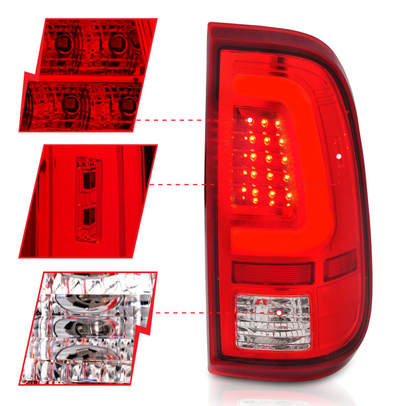 ANZO 2008-2016 Ford F-250 LED Taillights Chrome Housing Red/Clear Lens (Pair) 311358