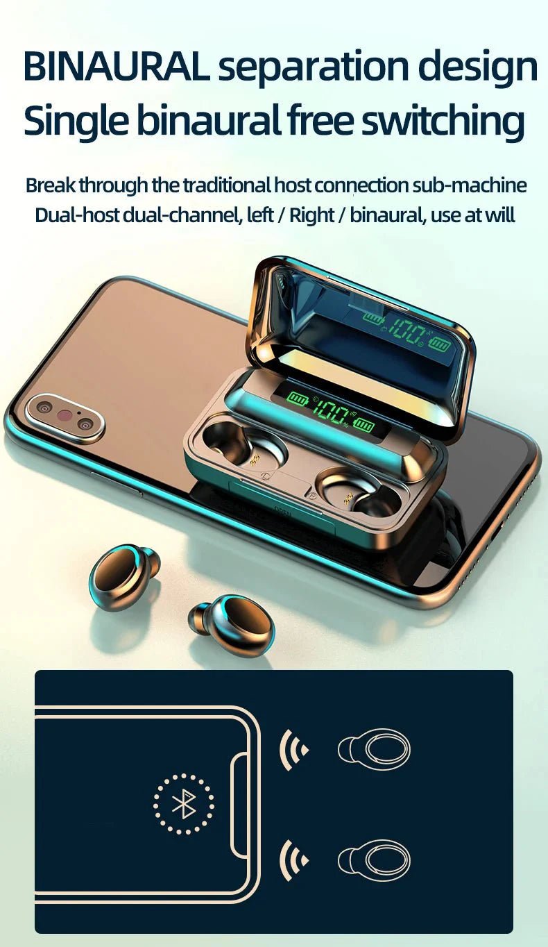 F9 - 5C Wireless Bluetooth Earphones – 9D Stereo, Waterproof, Noise Cancelling - PhishStones Products