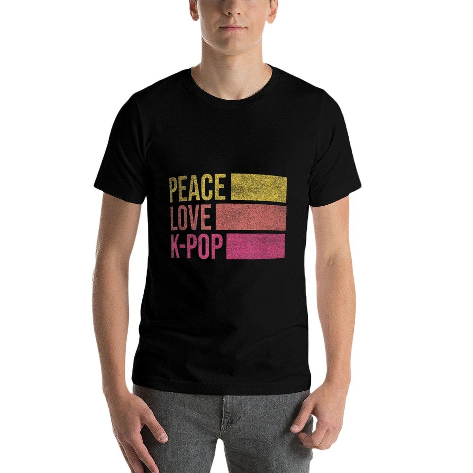 Retro K-Pop Forn Girls Women KPop And Peace  Stretchy T-Shirt