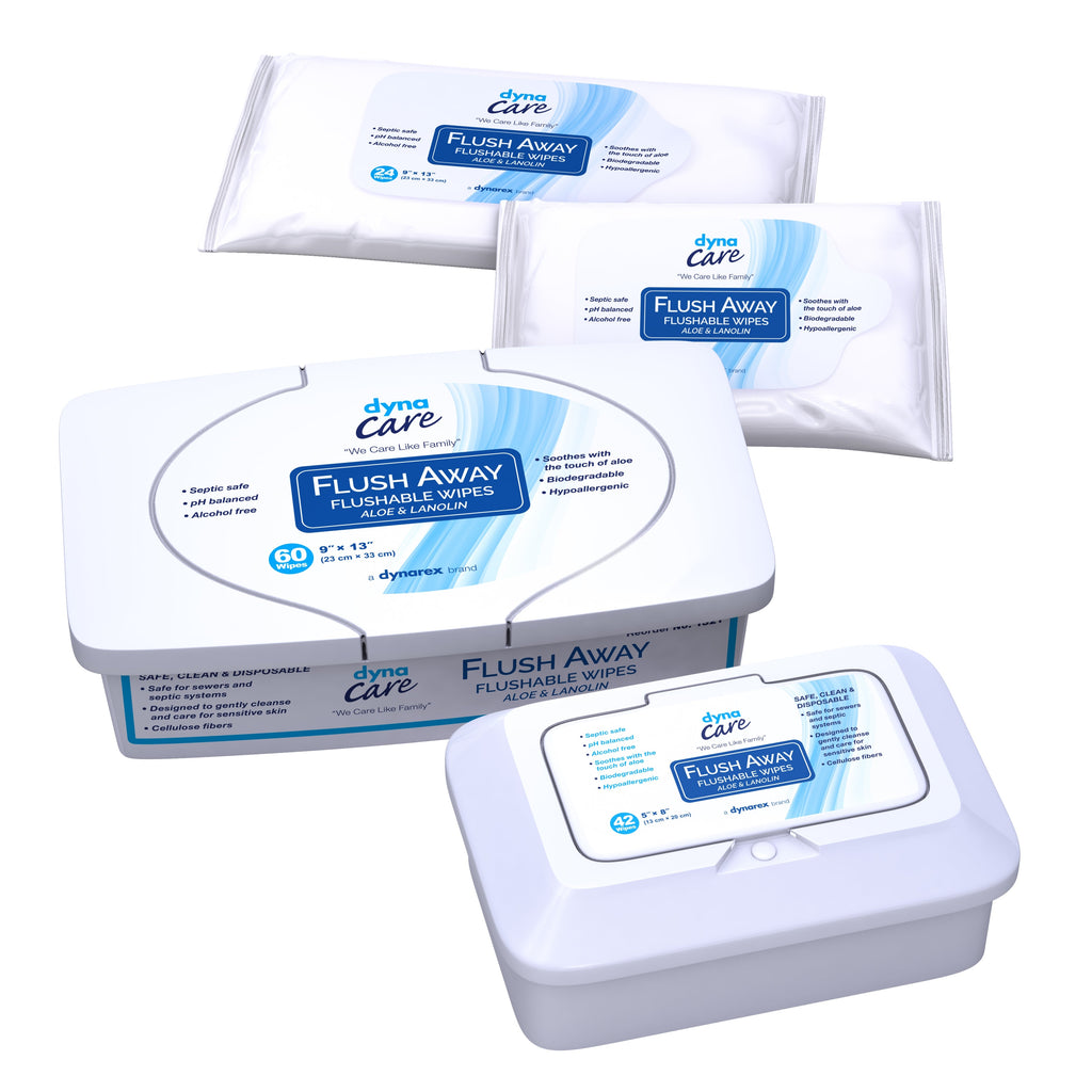 Dynarex Flush Away Personal Wipes, Adult, Tub, Aloe/Lanolin Scented 1321