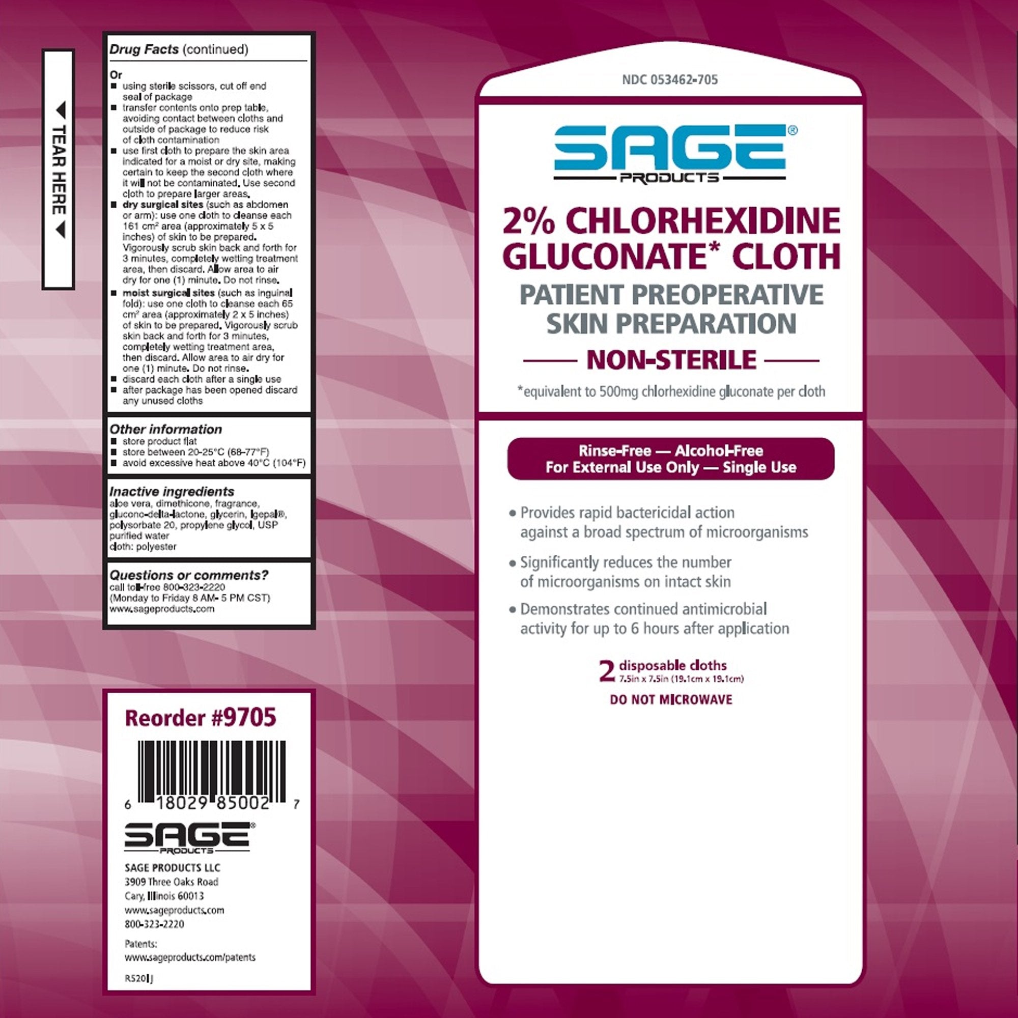 Sage® Surgical Scrub Wipe 9705