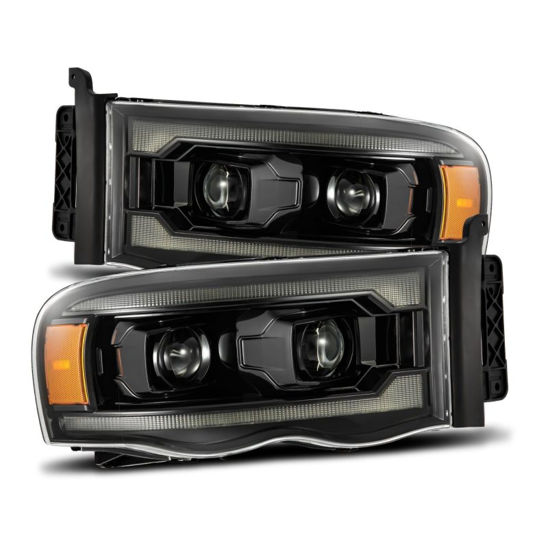 AlphaRex 02-05 Dodge Ram 1500 PRO-Series Projector Headlights Plank Style Alpha Black w/Seq Signal 880572 *Discontinued