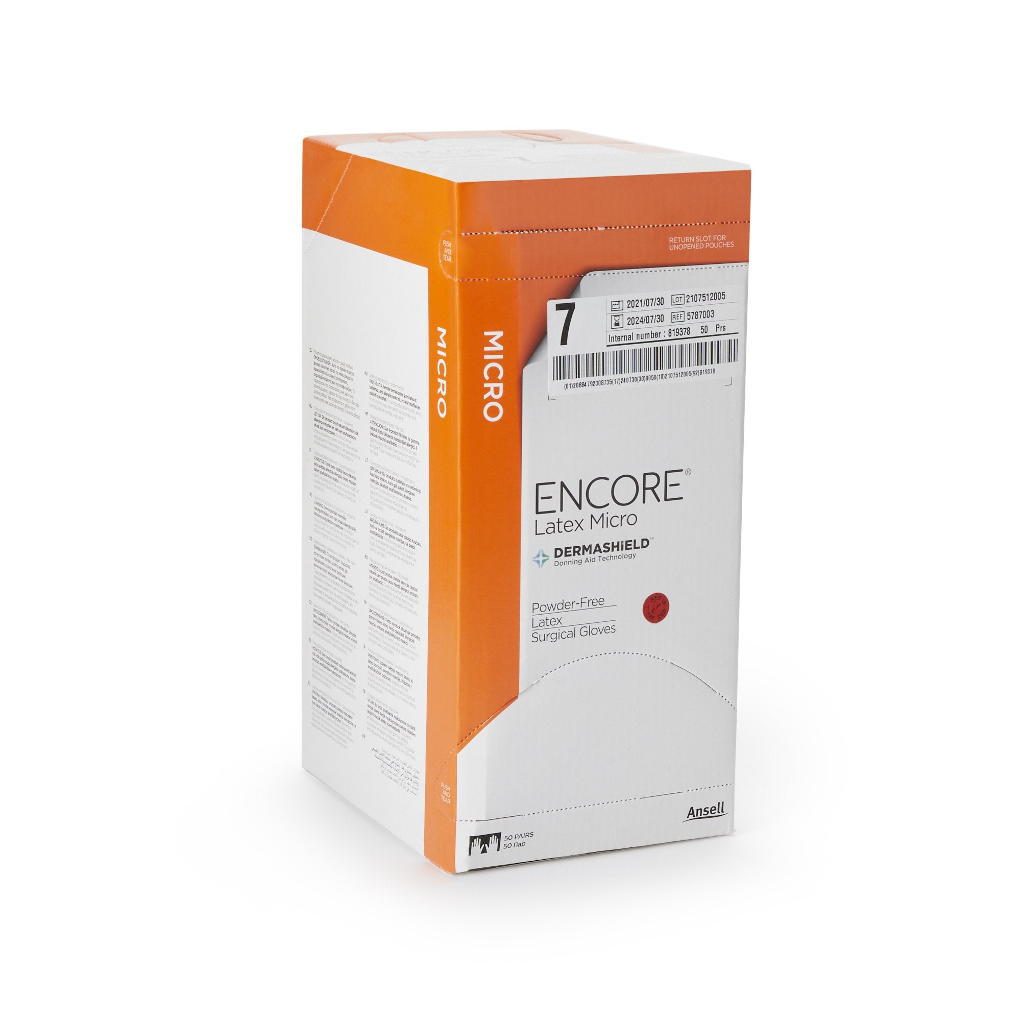 Encore® Latex Micro Surgical Glove, Size 7, Brown 5787003