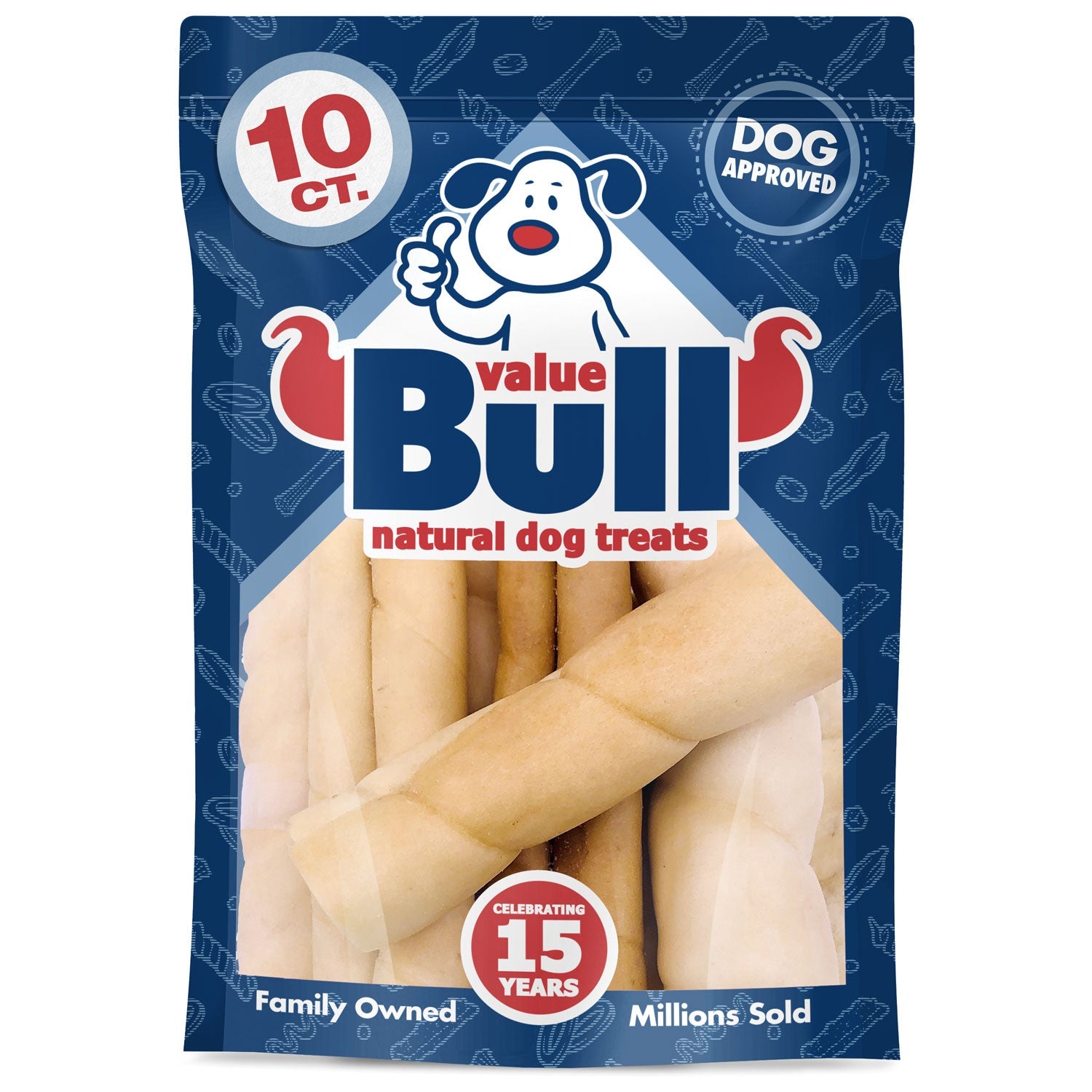 ValueBull Beef Cheek Rolls, Long Lasting Dog Chews, Jumbo 5-6 Inch, 10 Count