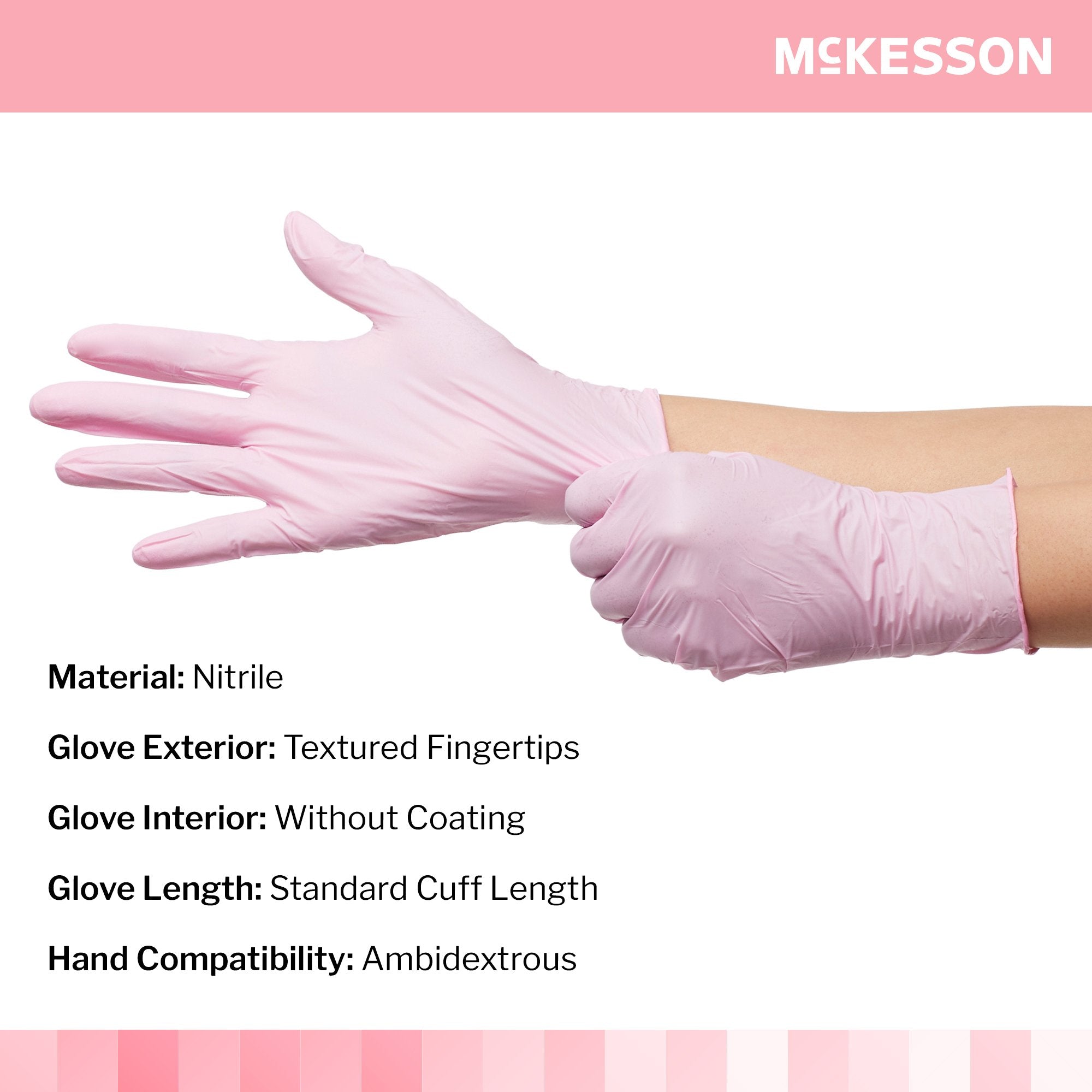 McKesson Pink Nitrile® Exam Glove, Medium, Pink 14-6NPNK4